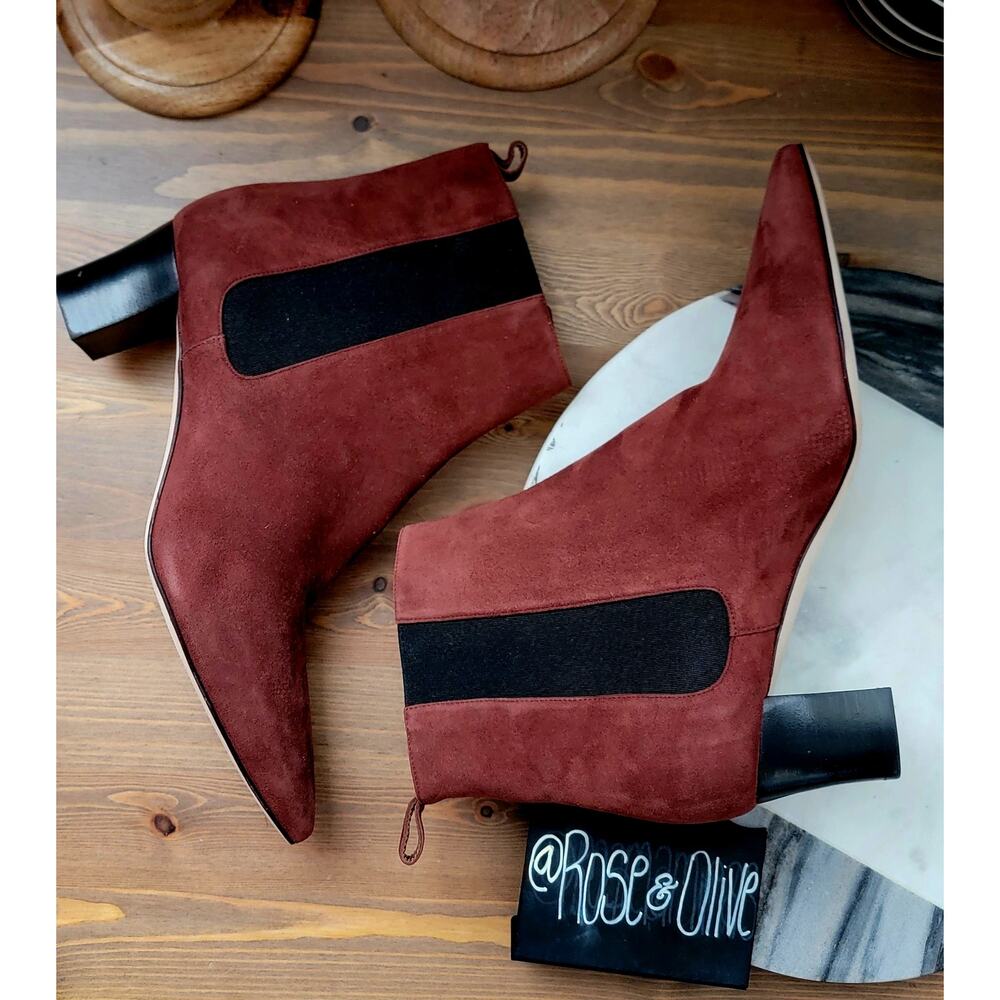 Manolo Blahnik Tiraba Terracotta Red Suede Ankle Boots